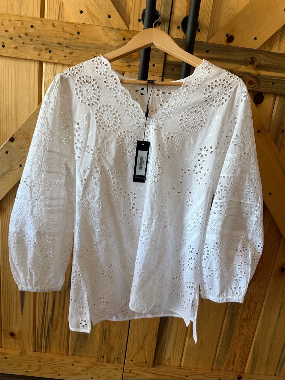 Tolani White Eyelet Tunic Blouse